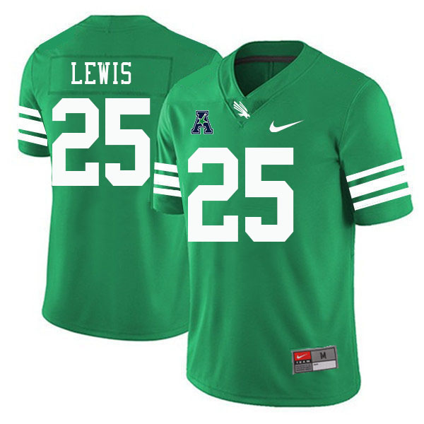 #25 Kollin Lewis North Texas Mean Green College Football Jerseys Stitched-Green